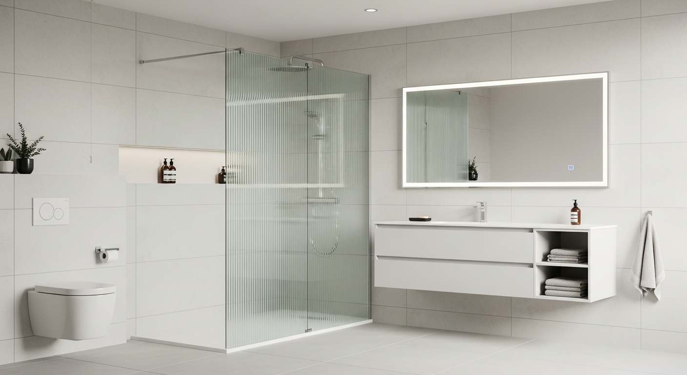 Fluted Glass Shower Screen
